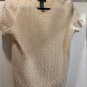 Lauren Ralph Lauren Cream Cable-Textured Crewneck Sweater